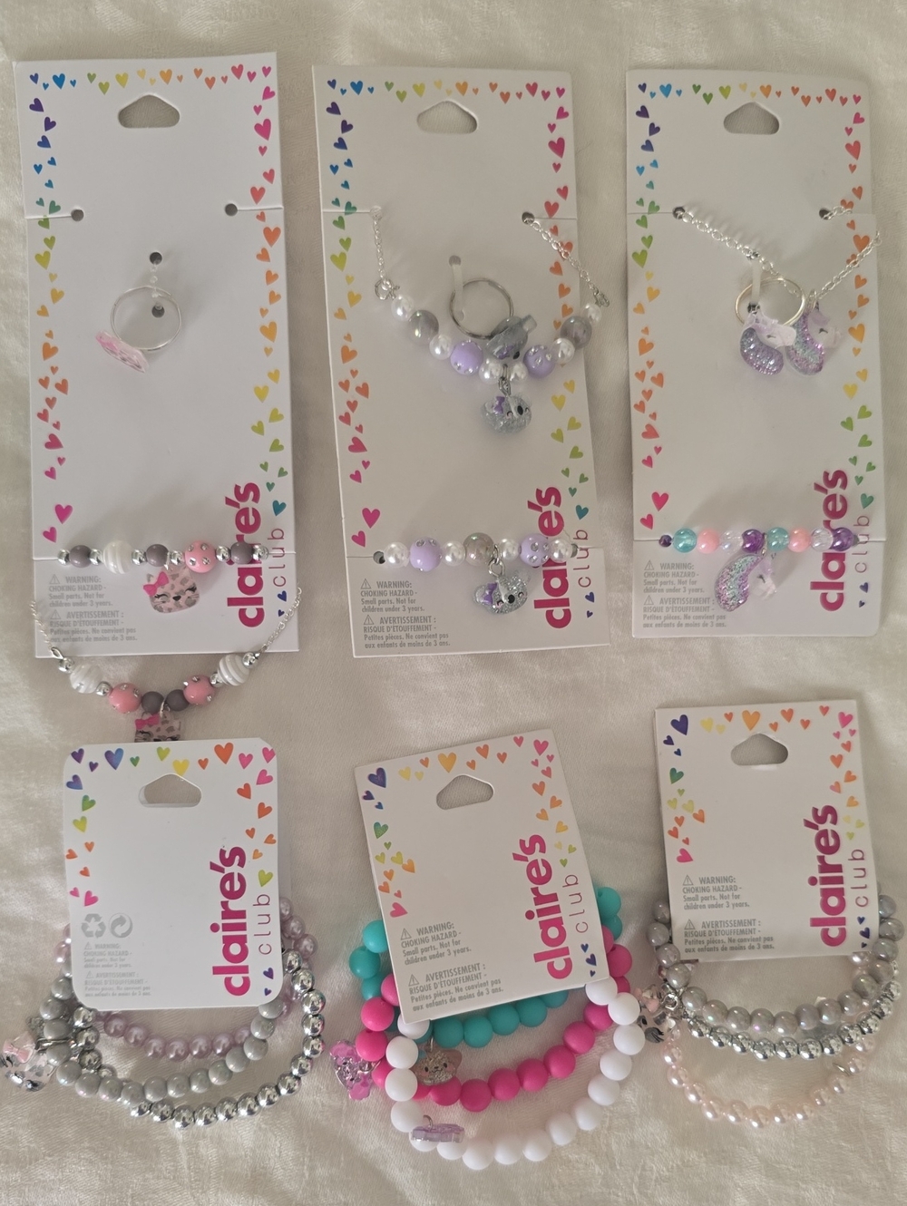 6 Claire's Kids Necklace, Ring & Bracelet Sets New